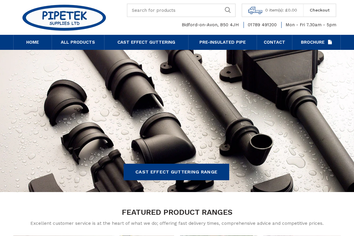 Pipetek homepage screenshot