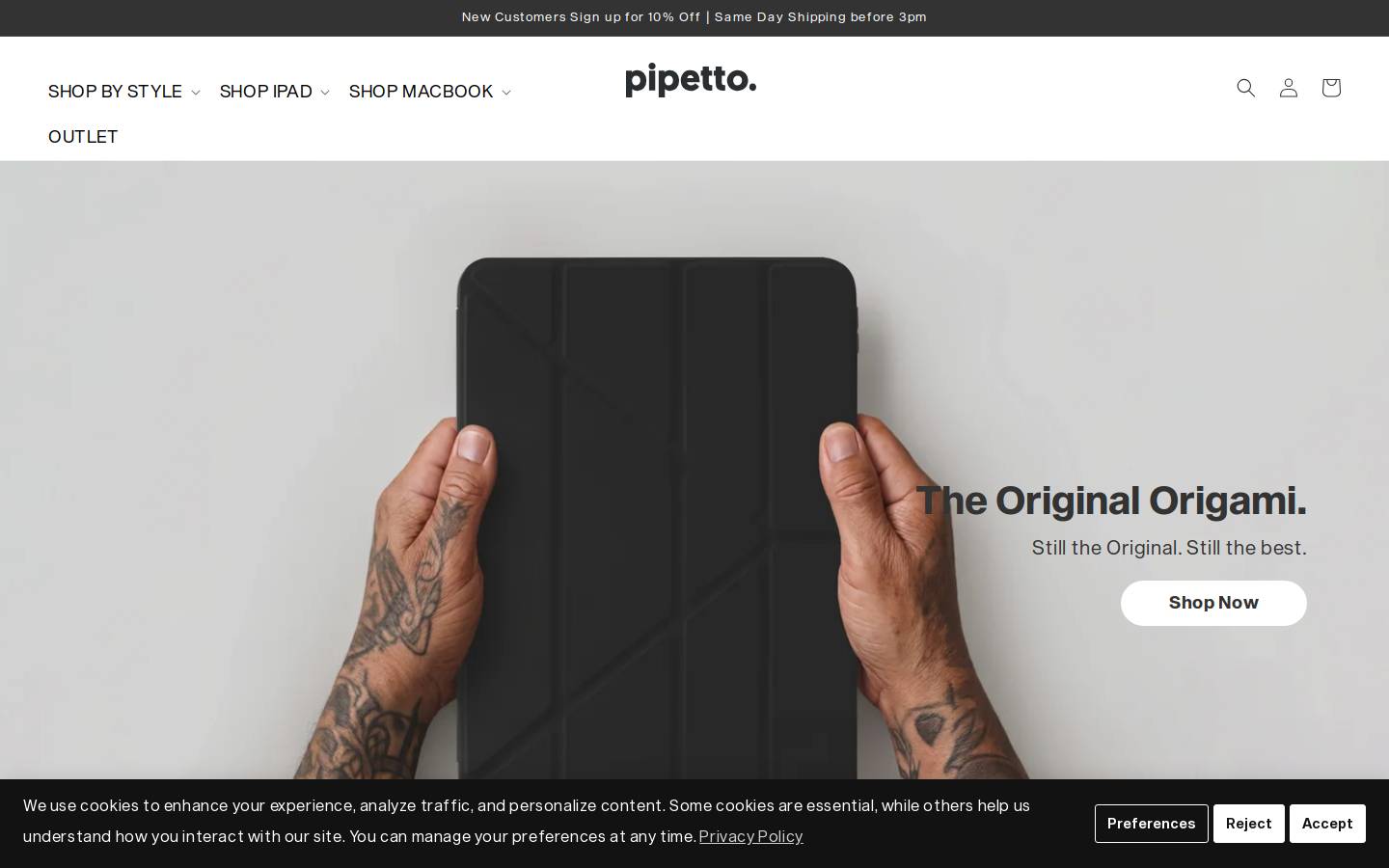 Pipetto homepage screenshot