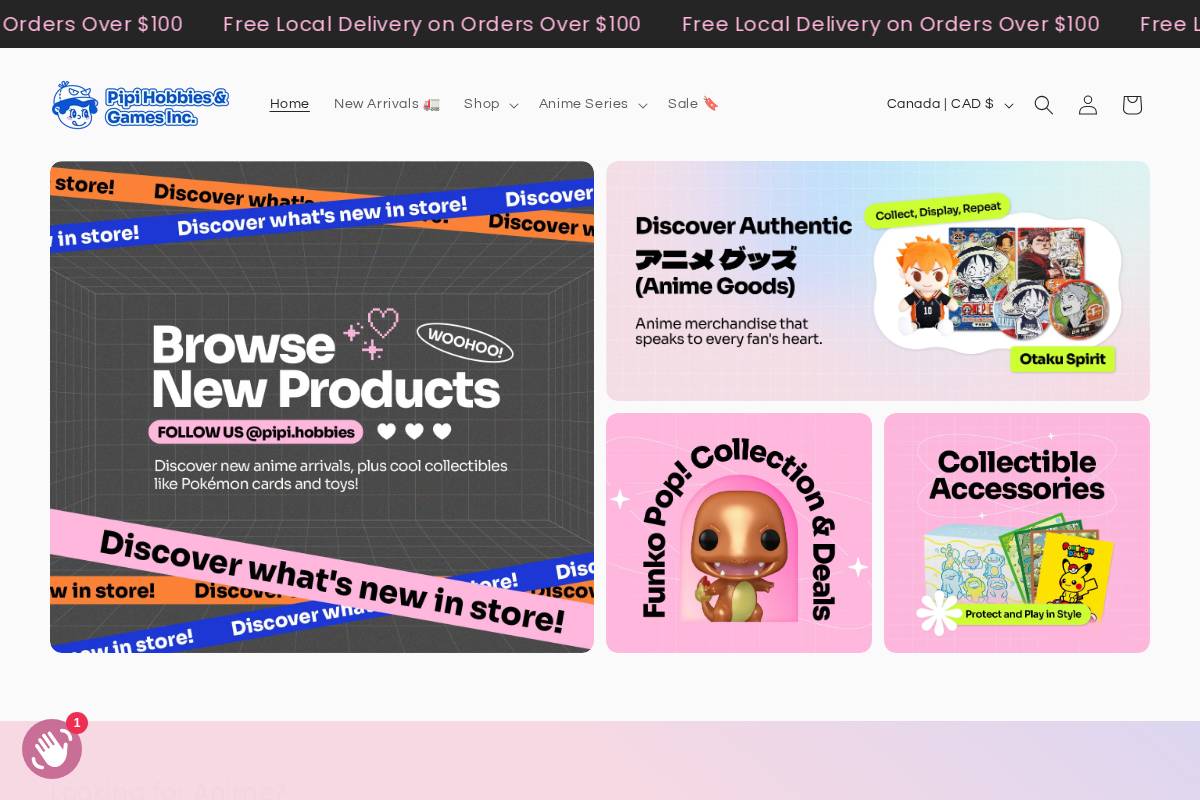 pipihobbies.com homepage screenshot