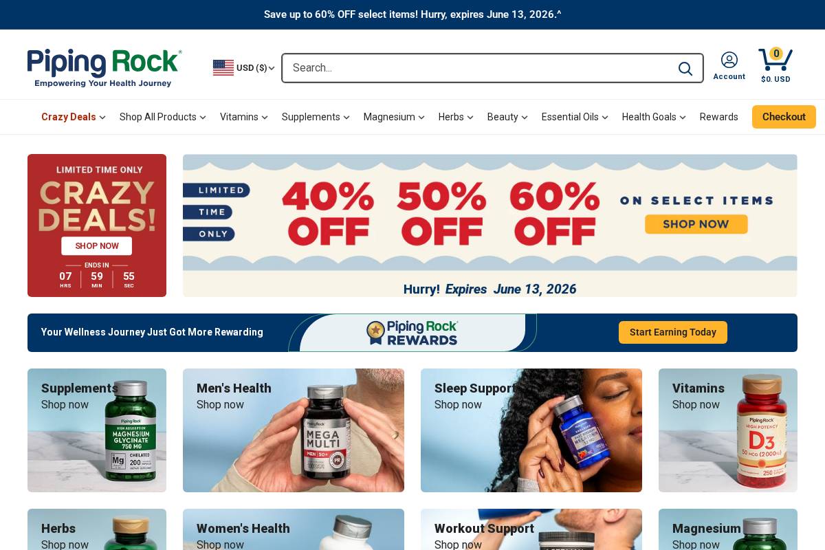 PipingRock.com homepage screenshot