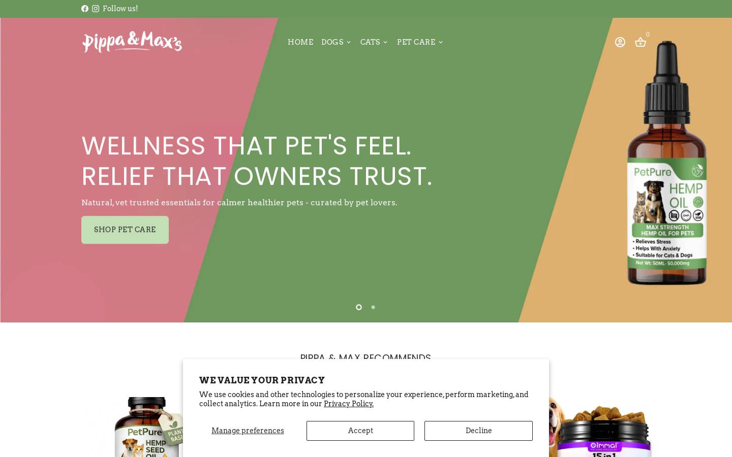 pippaandmax.com homepage screenshot