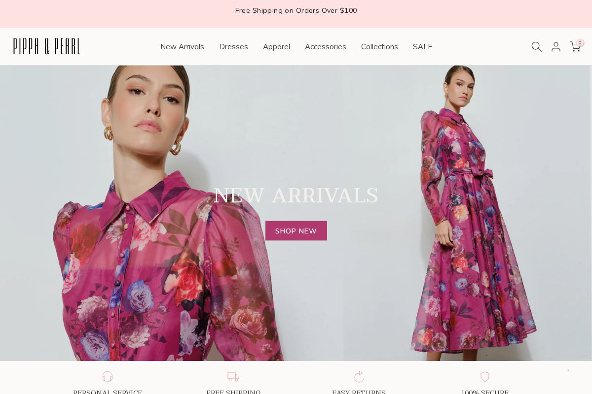 Pippa & Pearl homepage screenshot