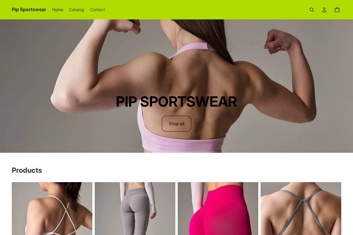 pipsportswear.info homepage screenshot