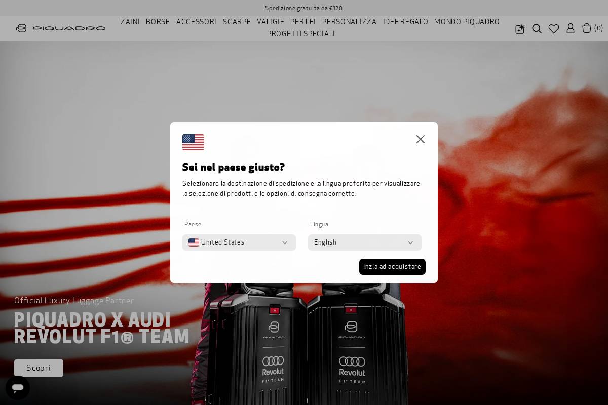 Piquadro homepage screenshot