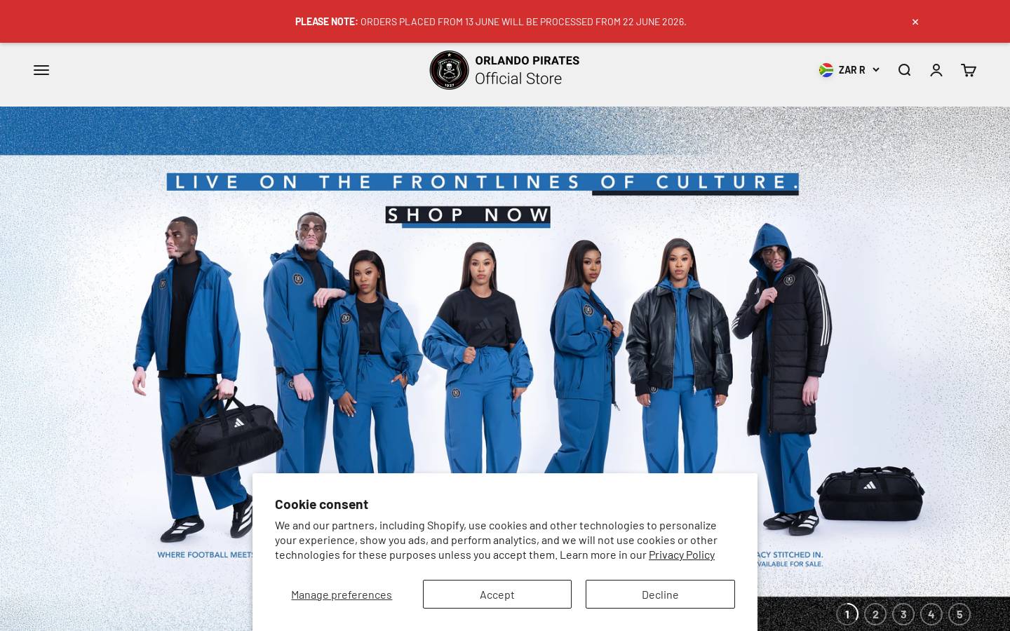piratesshop.co.za homepage screenshot