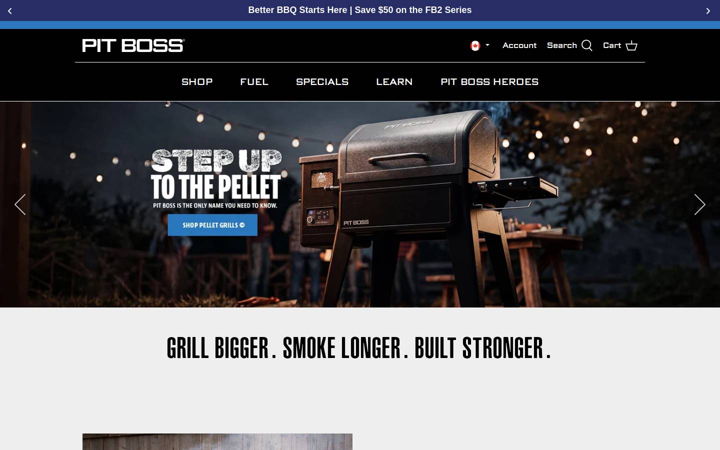 pitboss-grills.com homepage screenshot