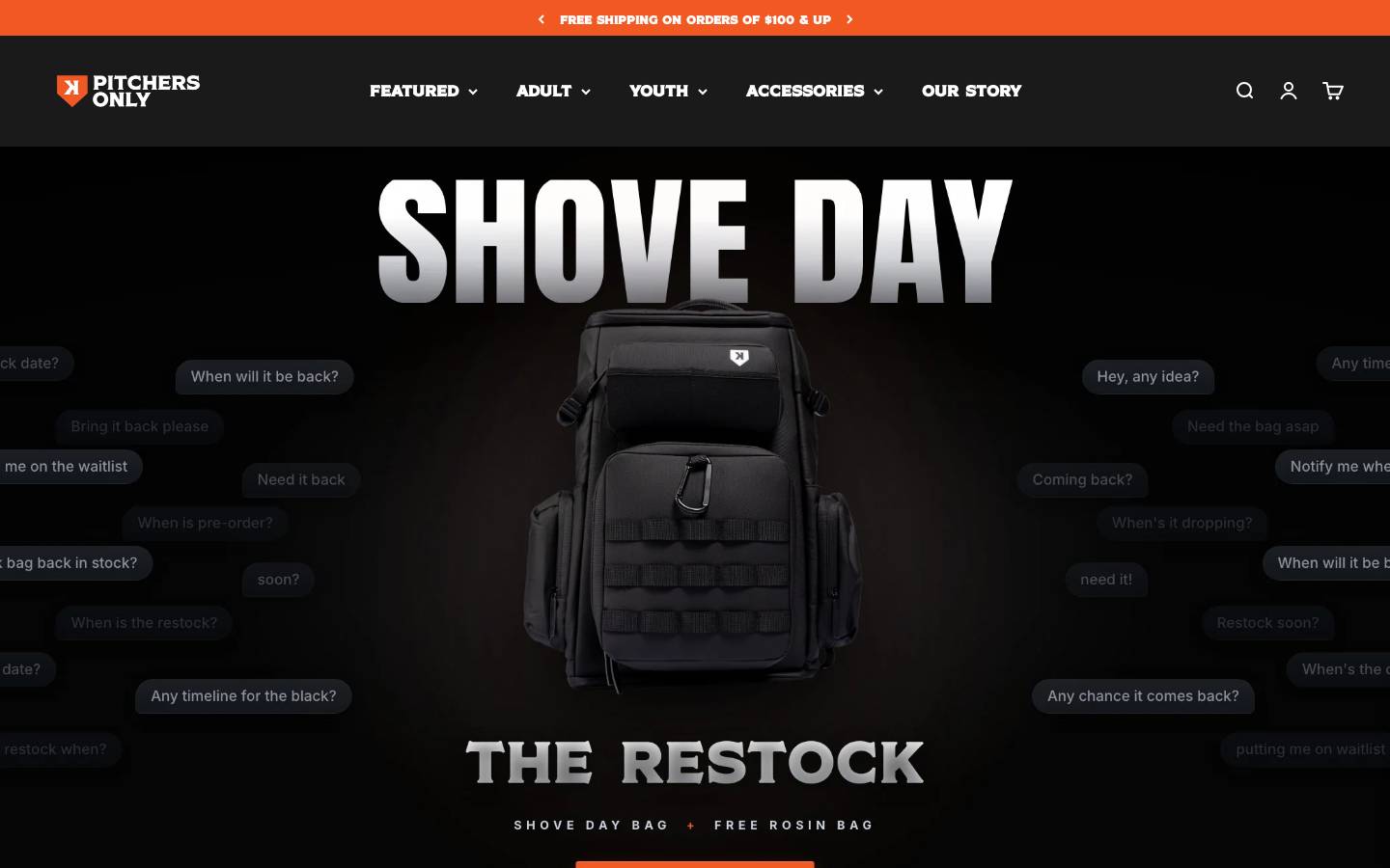 pitchers-only.com homepage screenshot