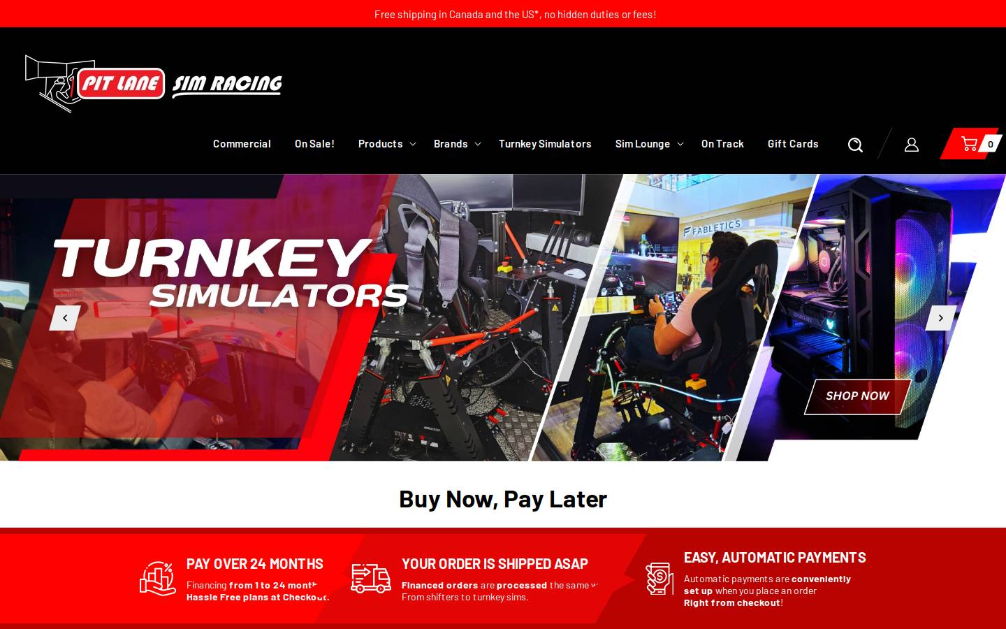 pitlanesimracing.com homepage screenshot