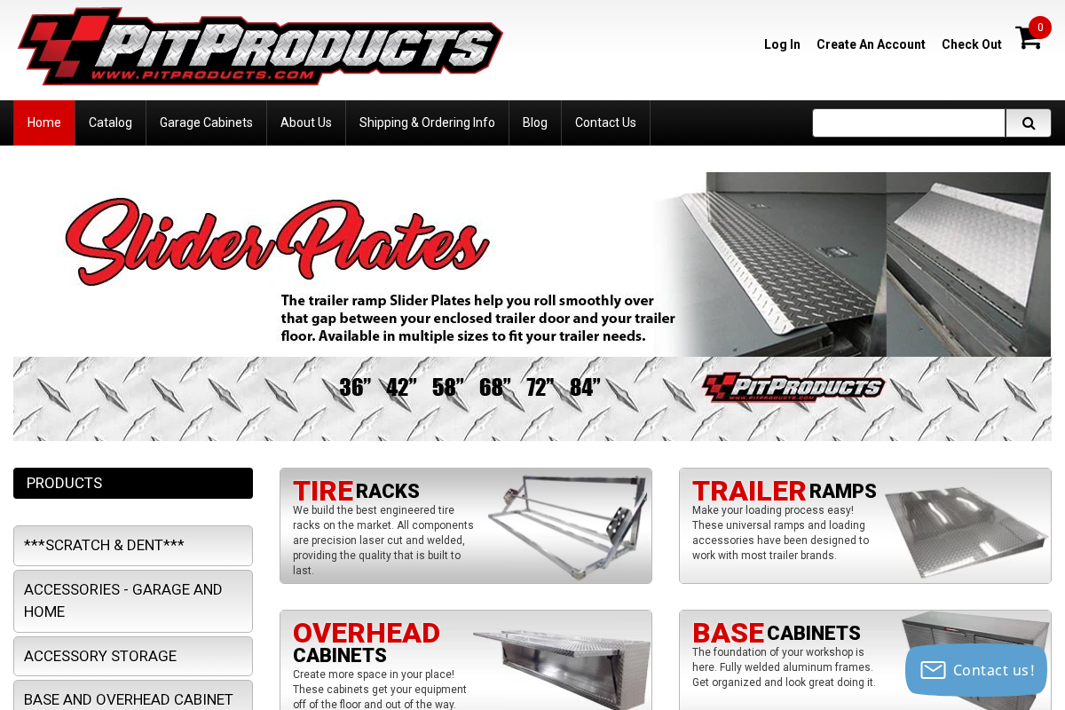Pit Products homepage screenshot