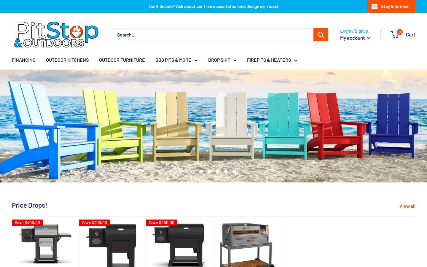 pitstopandoutdoors.com homepage screenshot