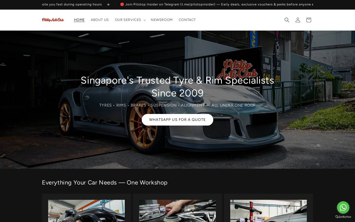pitstoptyres.com.sg homepage screenshot