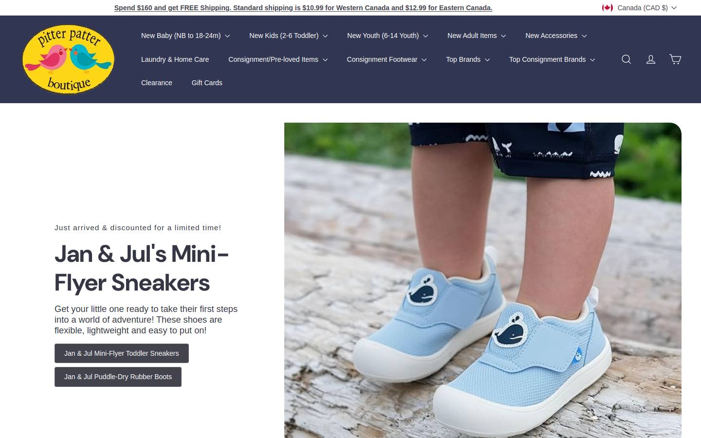 pitterpatterboutique.ca homepage screenshot