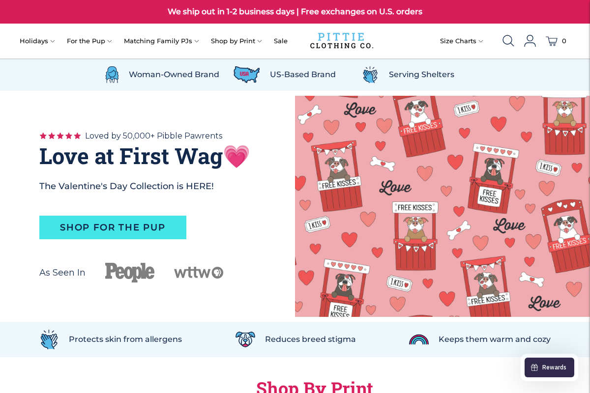 Pittie Clothing Co. homepage screenshot