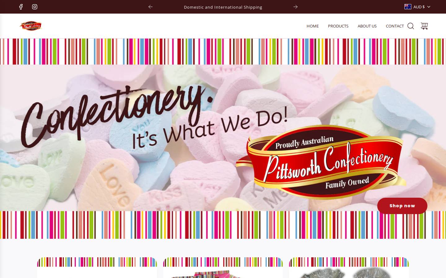 pittsworthconfectionery.com.au homepage screenshot