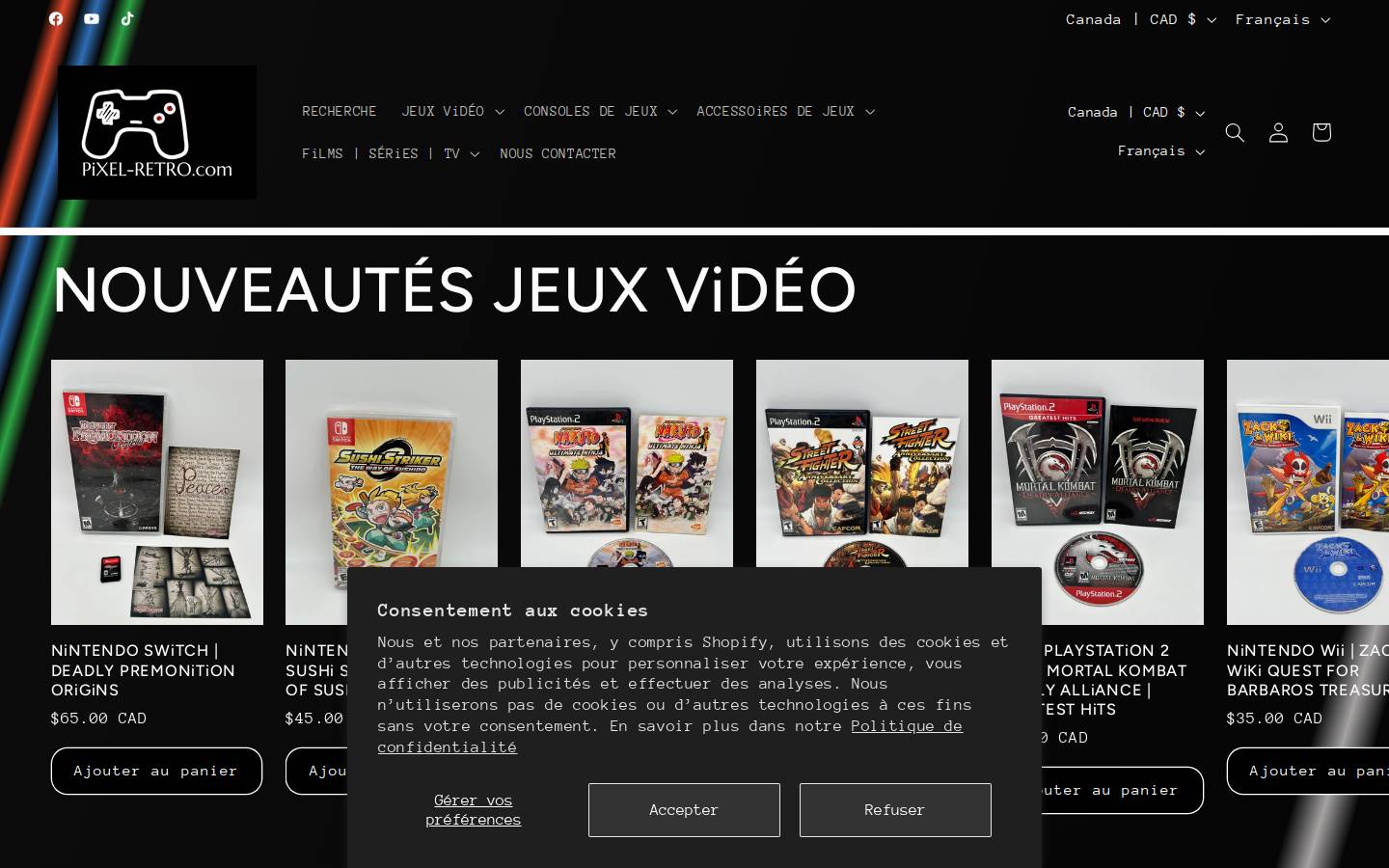 pixel-retro.com homepage screenshot