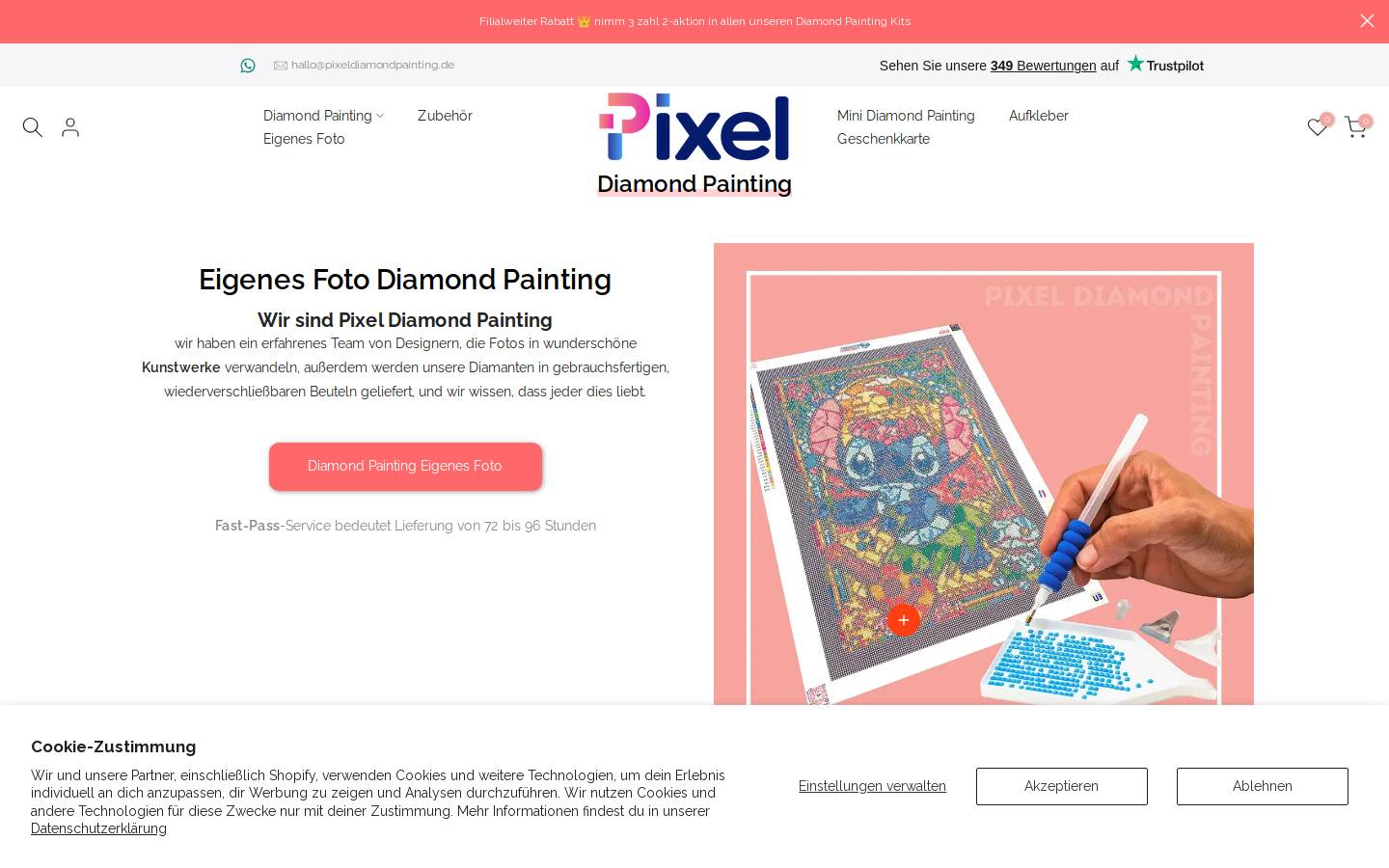 Pixel Diamond Painting homepage screenshot