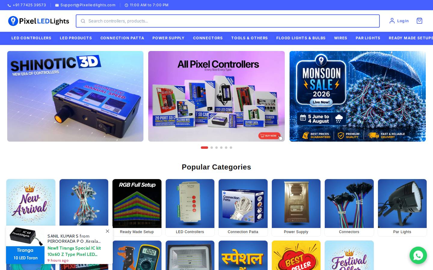 pixelledlights.com homepage screenshot