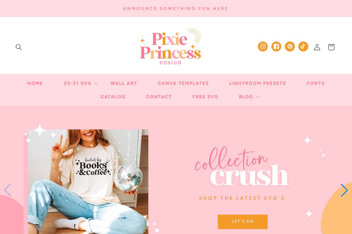 pixieprincessdesign.com homepage screenshot