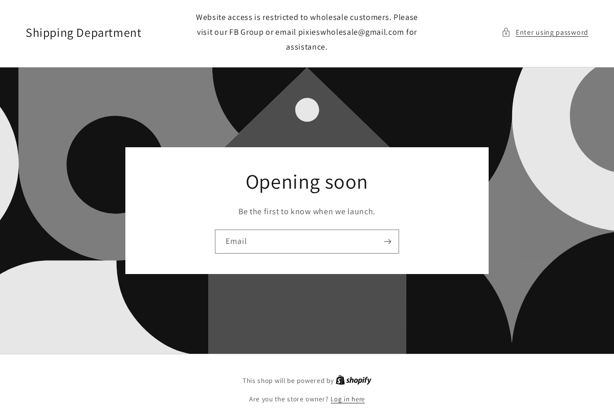 pixieswholesale.com homepage screenshot