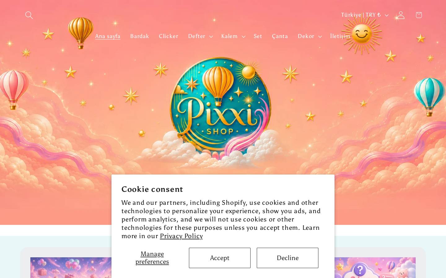 pixxishop.com homepage screenshot