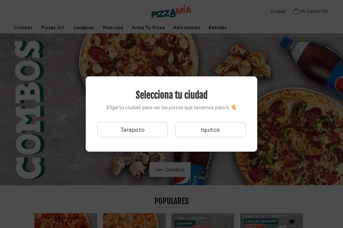 pizzamia.pe homepage screenshot