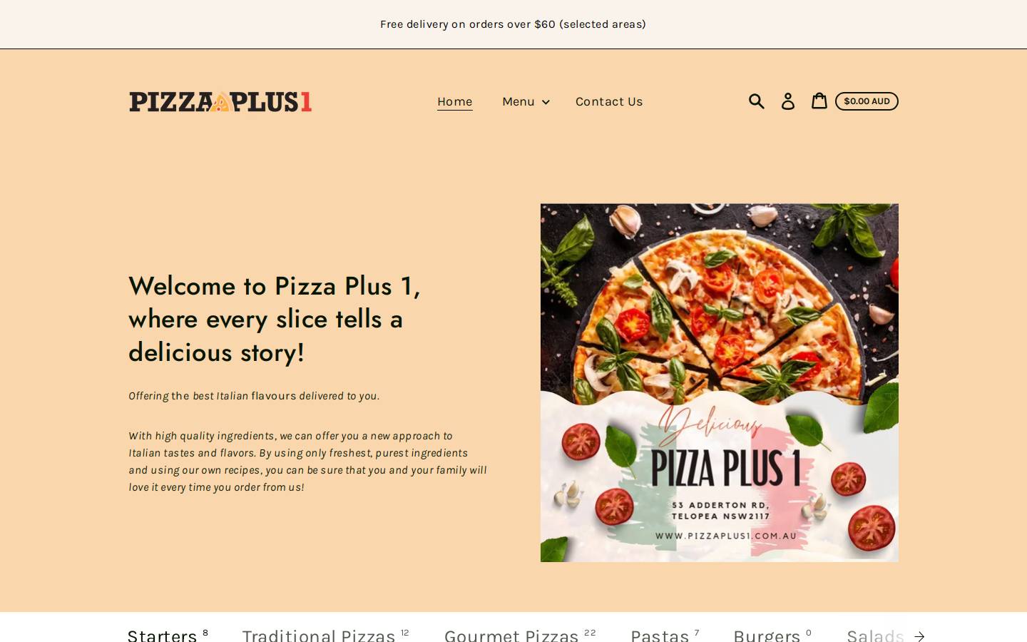 pizzaplus1.com.au homepage screenshot