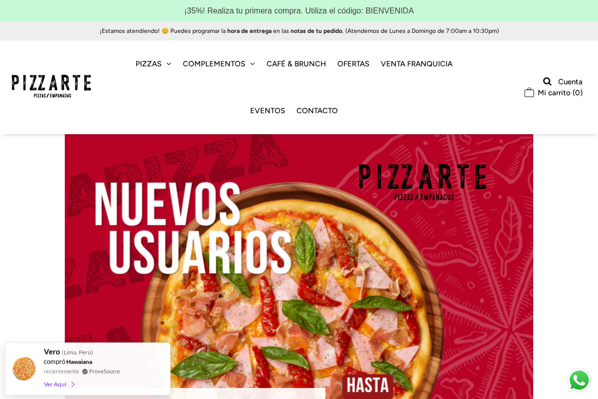PIZZARTE homepage screenshot