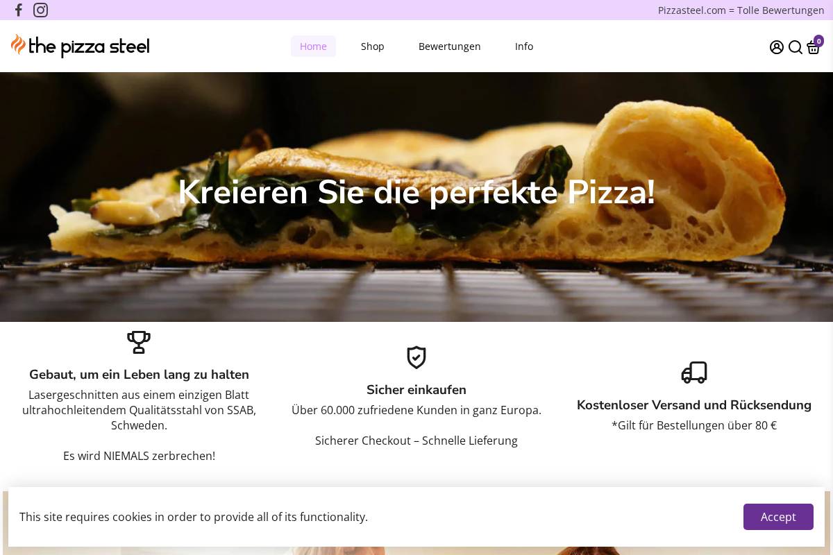 The Pizza Steel Company homepage screenshot