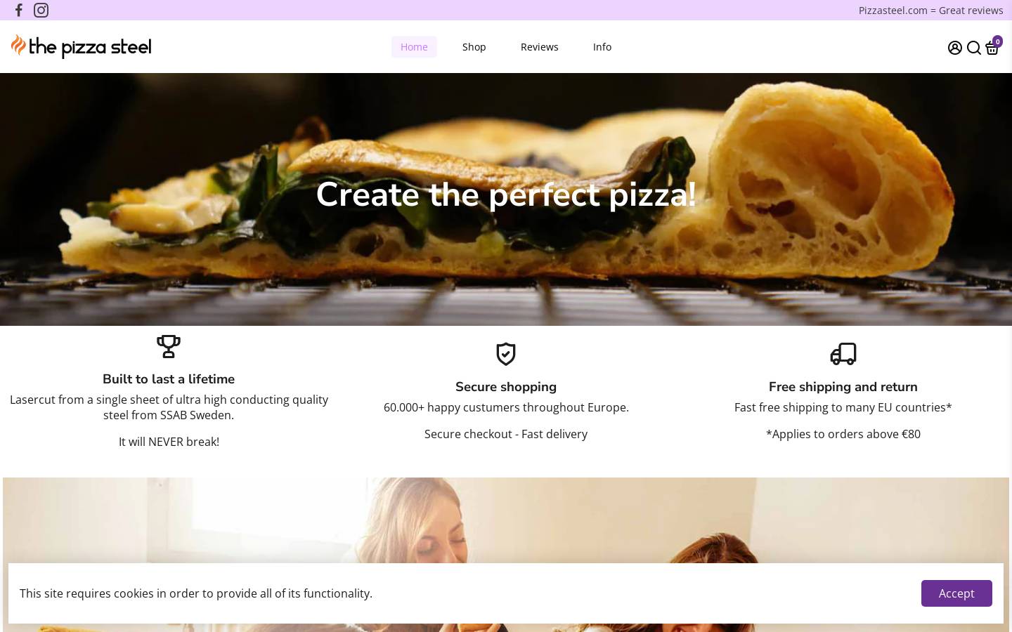 The Pizza Steel Company homepage screenshot