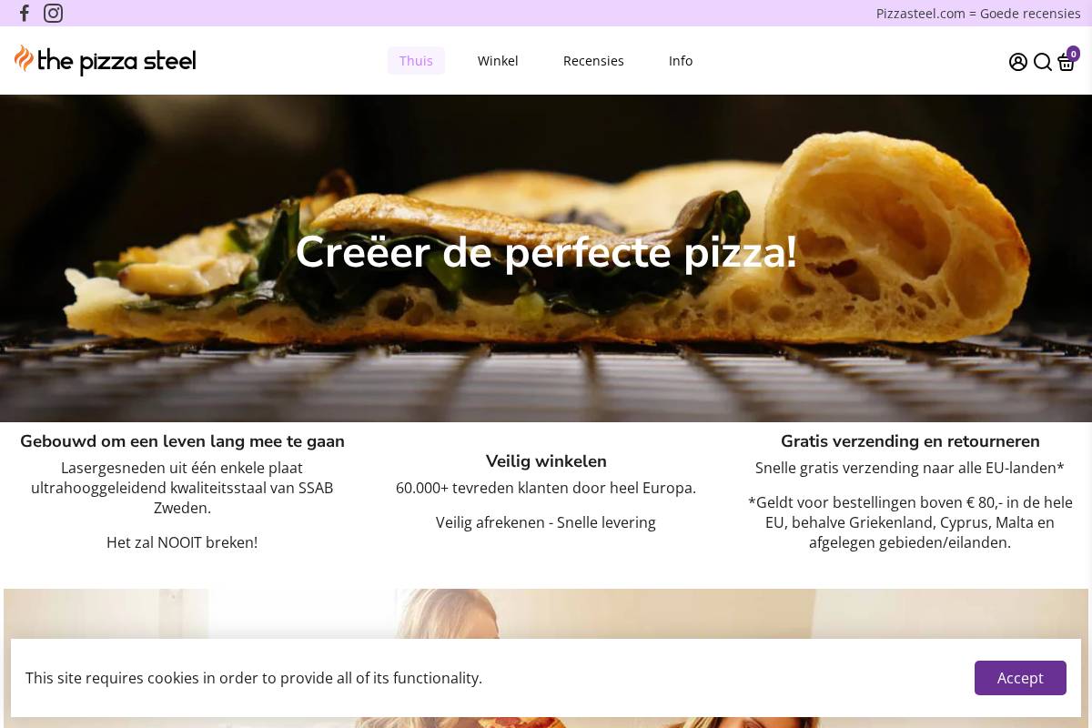 The Pizza Steel Company homepage screenshot