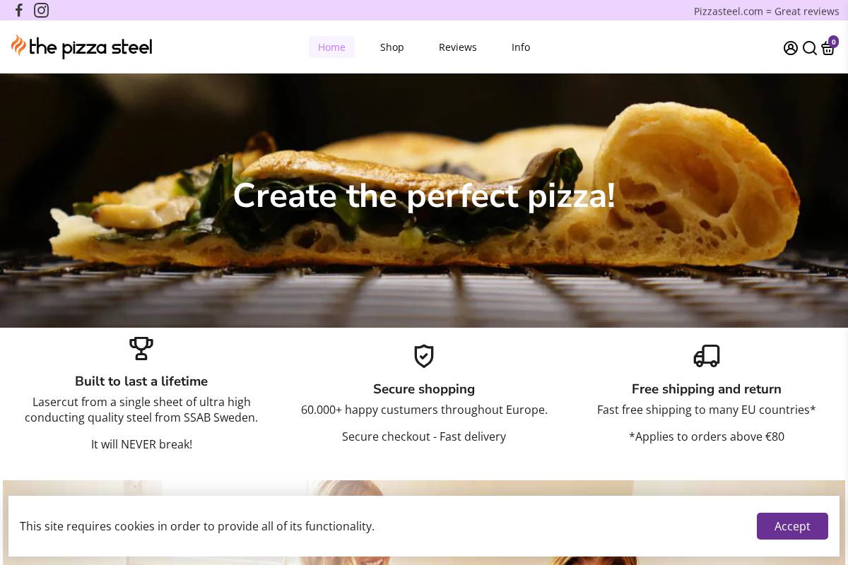 The Pizza Steel Company homepage screenshot