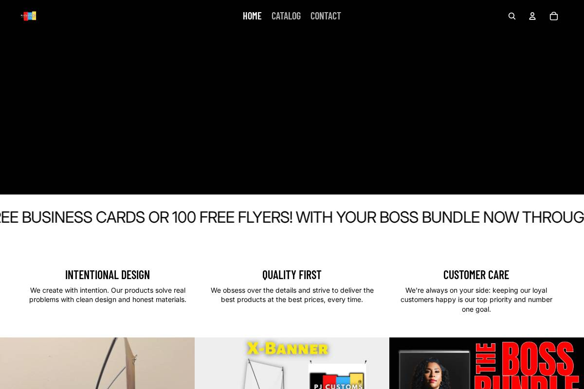 pjcustomsusa.com homepage screenshot