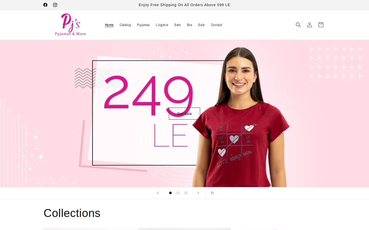 pjs-women.com homepage screenshot