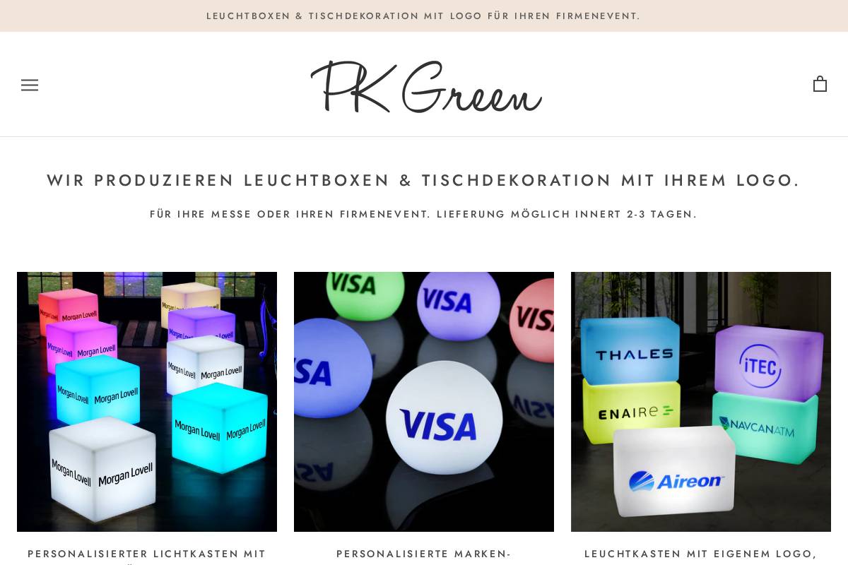 PK Green Schweiz homepage screenshot