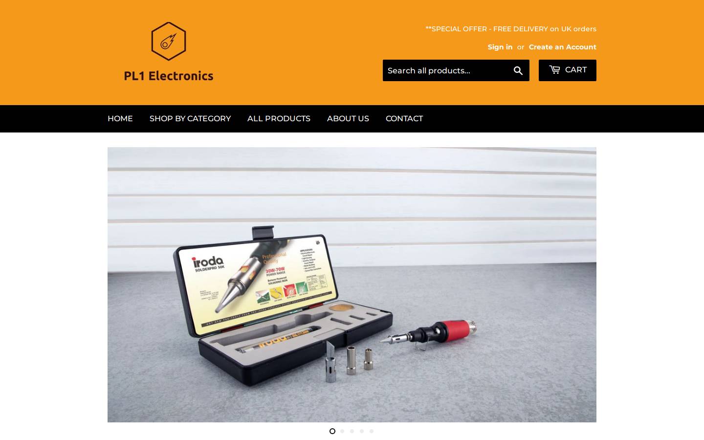 pl1electronics.com homepage screenshot