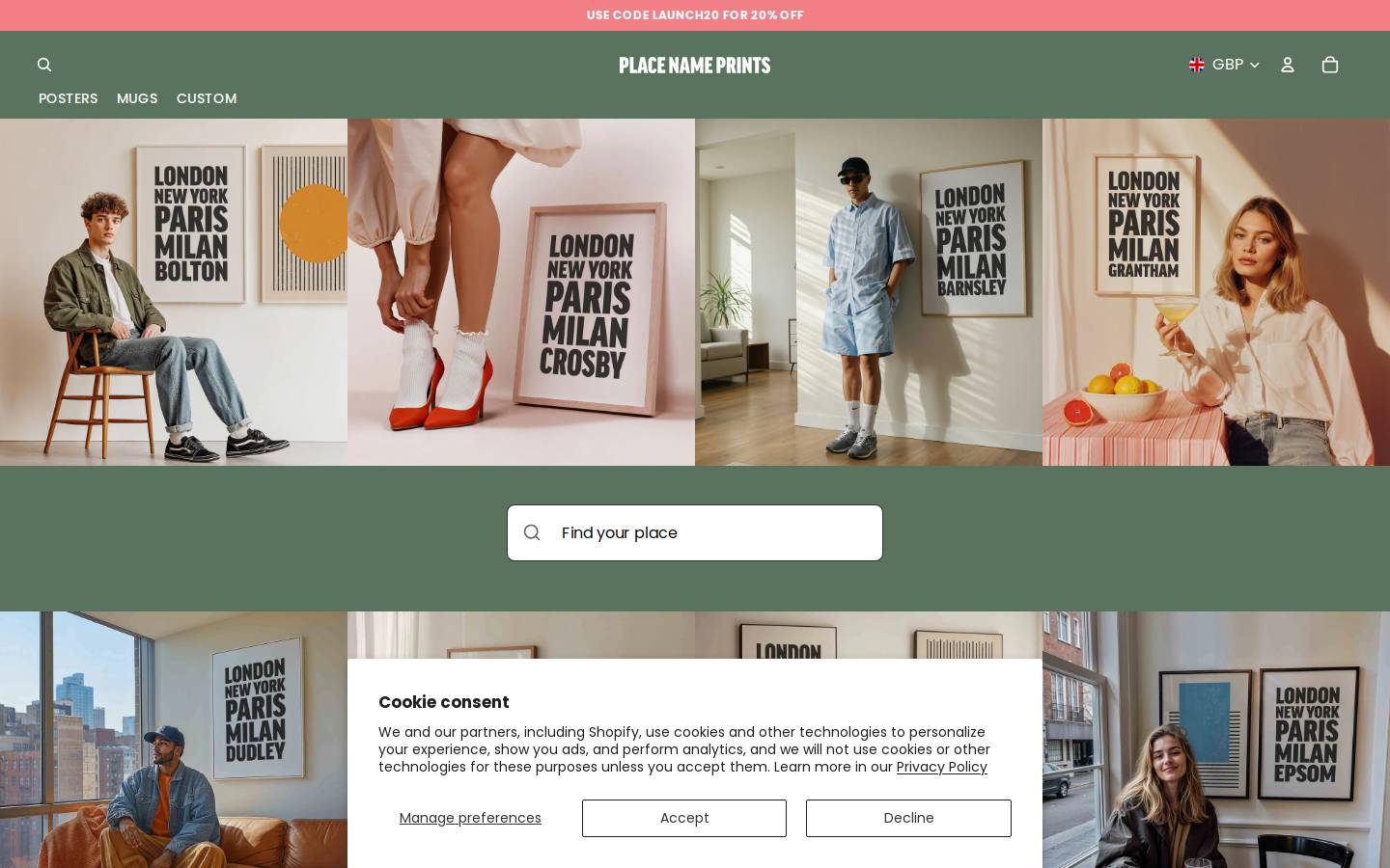 placenameprints.com homepage screenshot