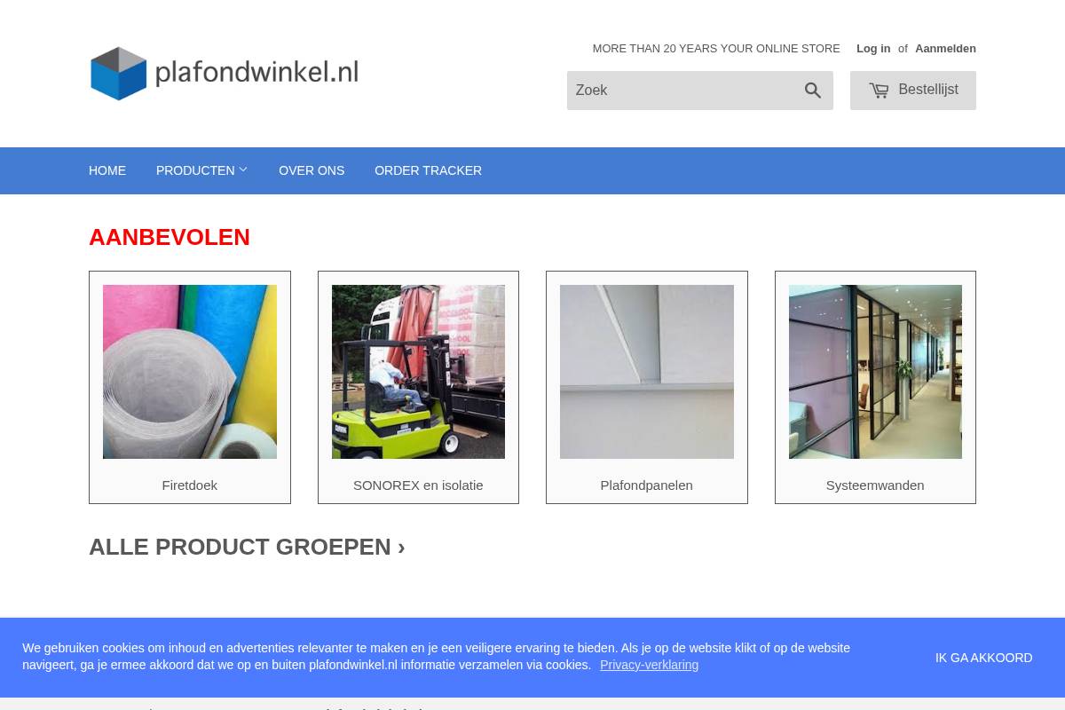 plafondwinkel.nl homepage screenshot
