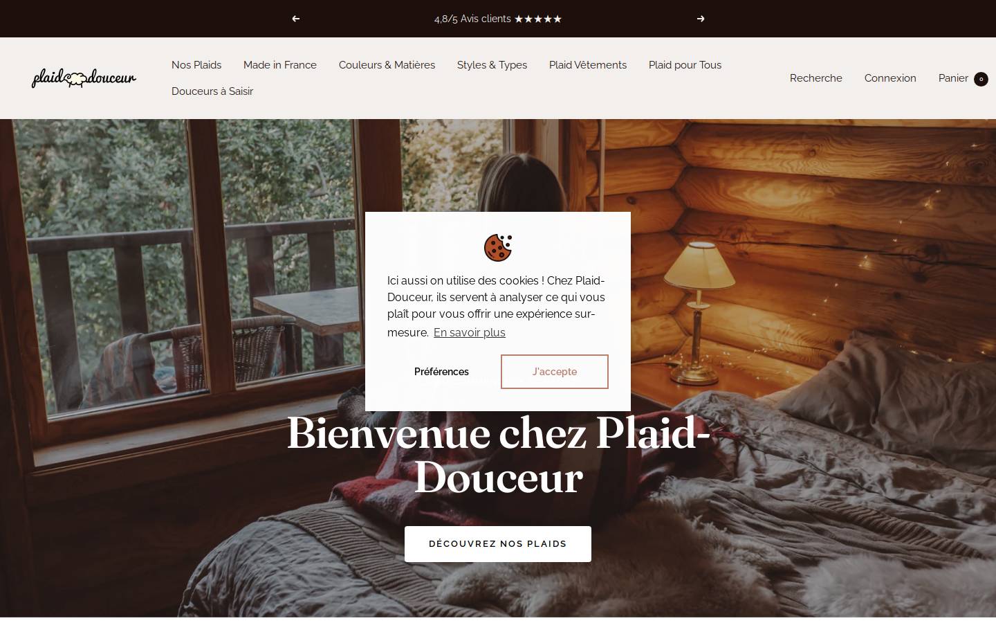 Plaid Douceur homepage screenshot