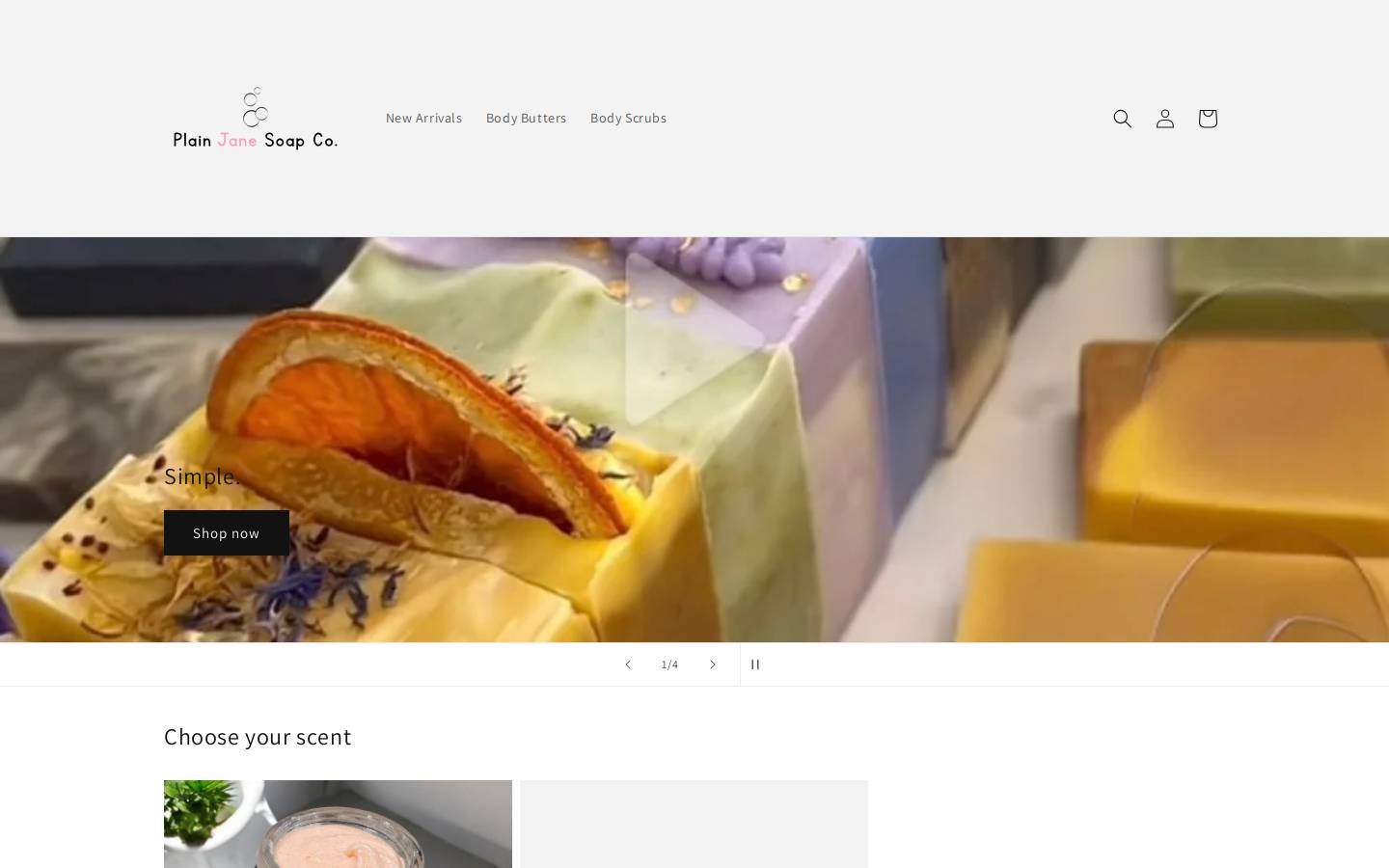 plainjanesoapco.com homepage screenshot