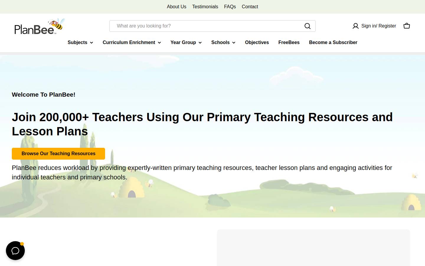 PlanBee homepage screenshot