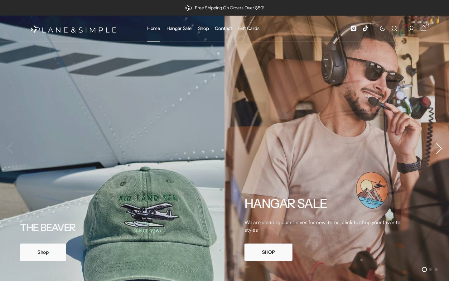 planeandsimpleapparel.com homepage screenshot