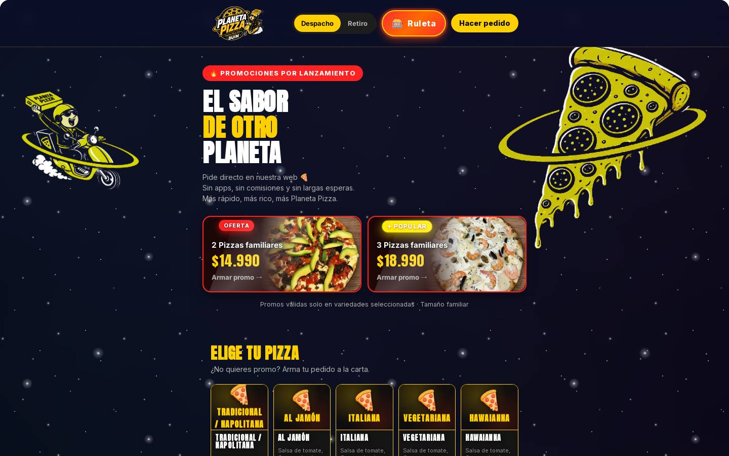 planetapizza.cl homepage screenshot