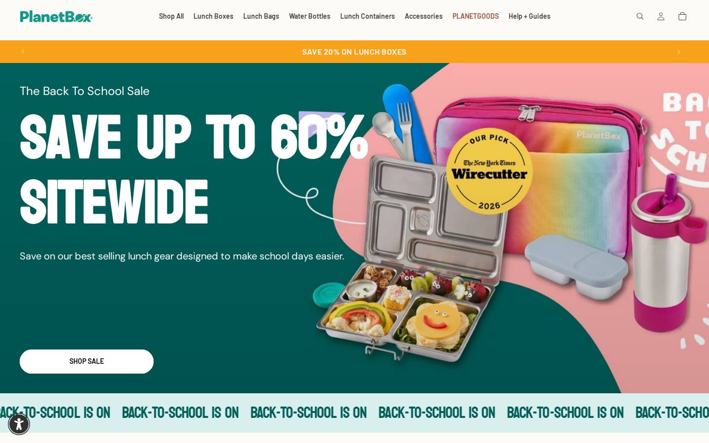 PlanetBox homepage screenshot