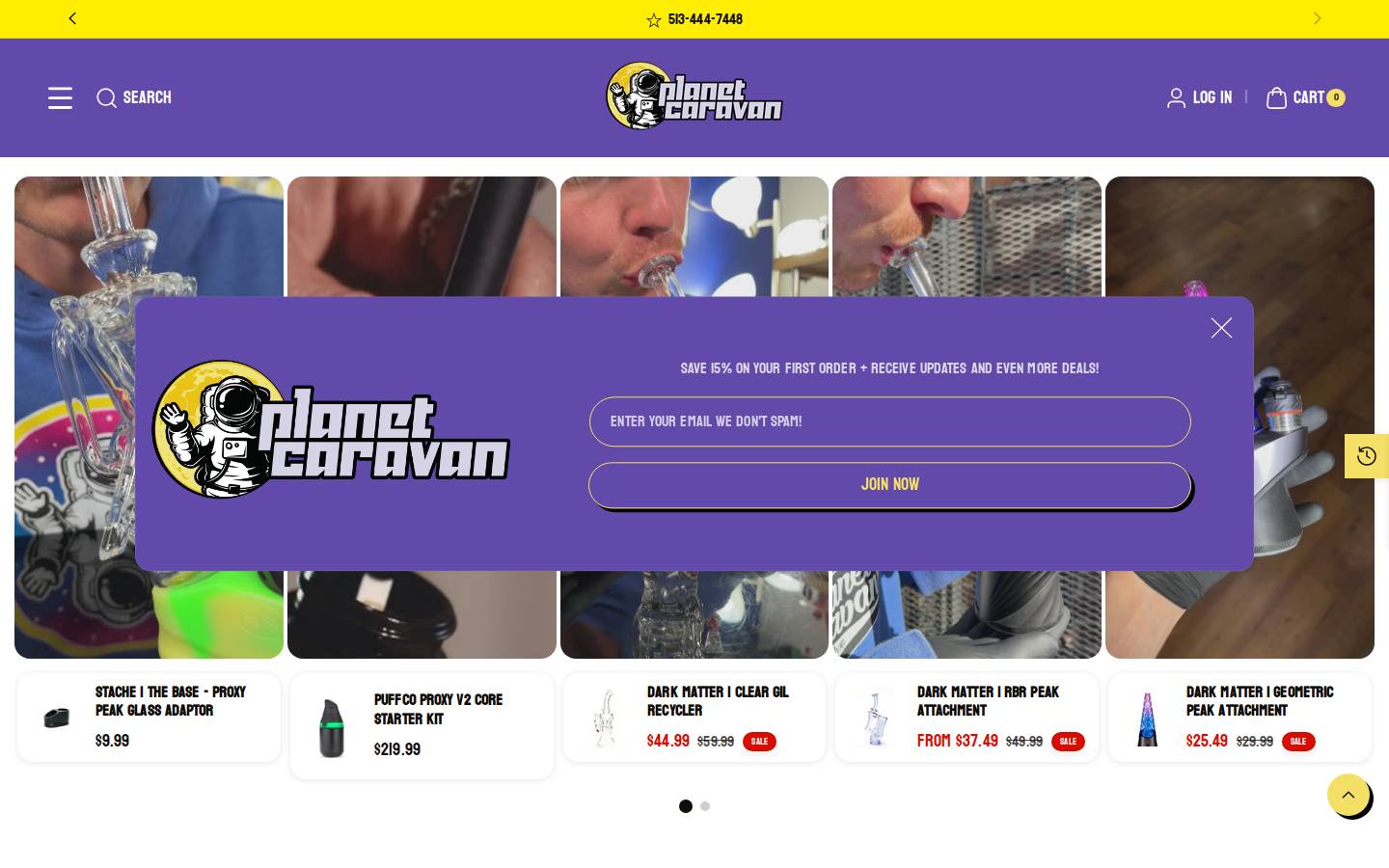 planetcaravansmokeshop.com homepage screenshot