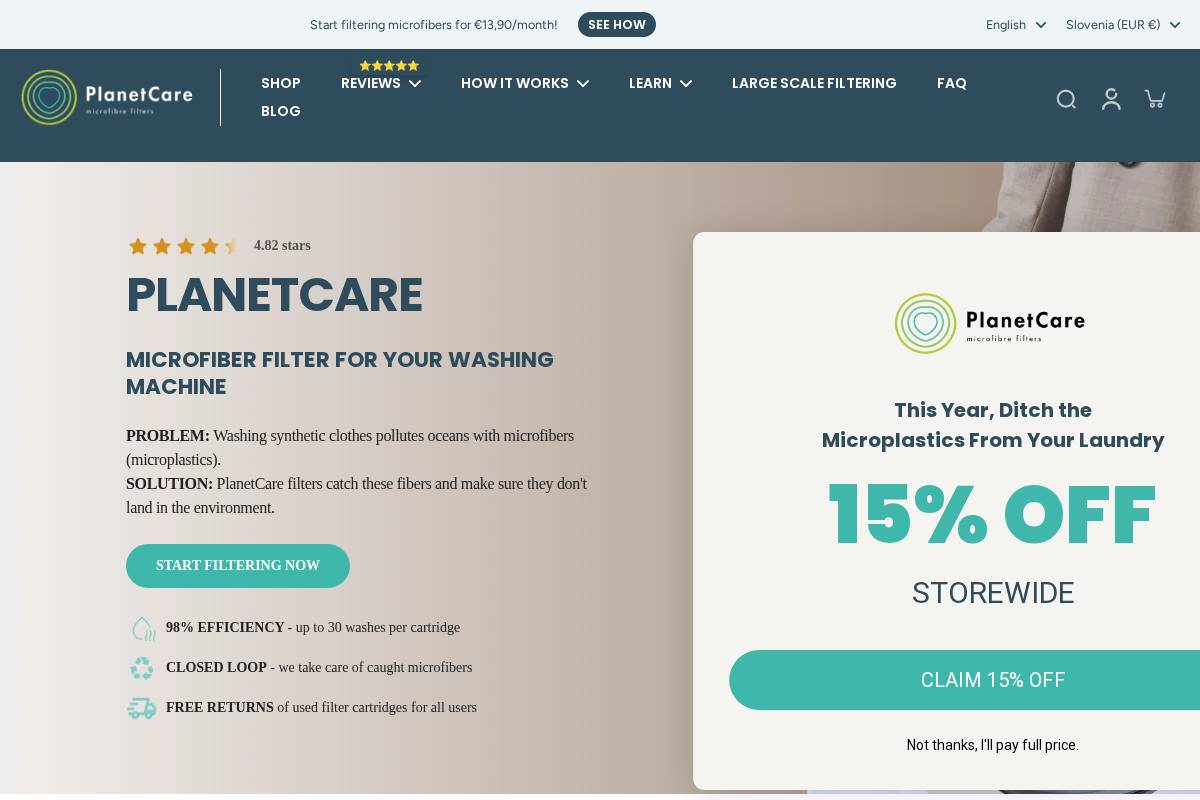 PlanetCare homepage screenshot