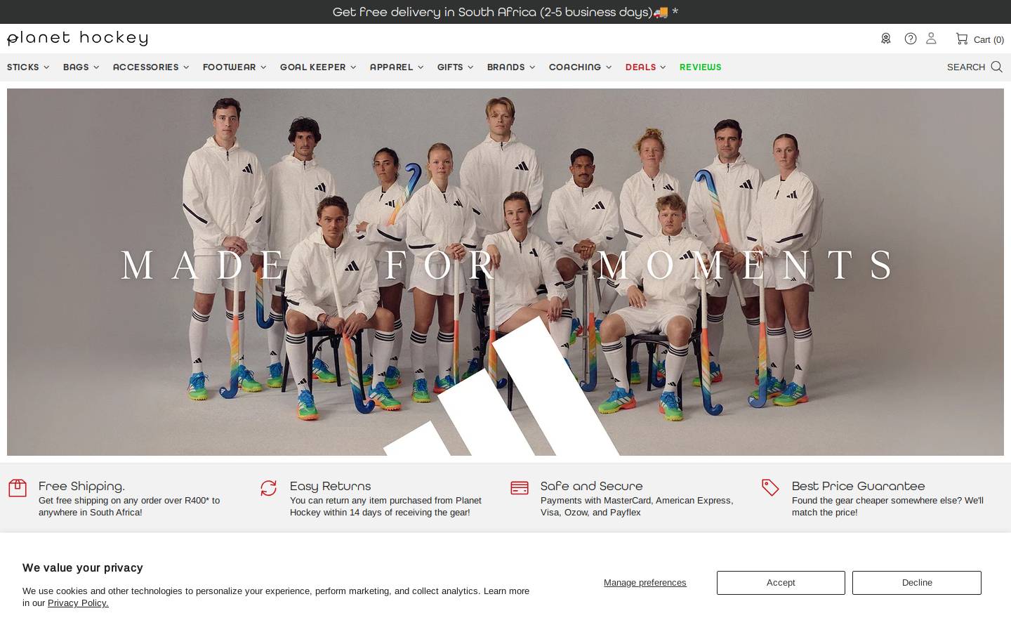 planethockey.co.za homepage screenshot