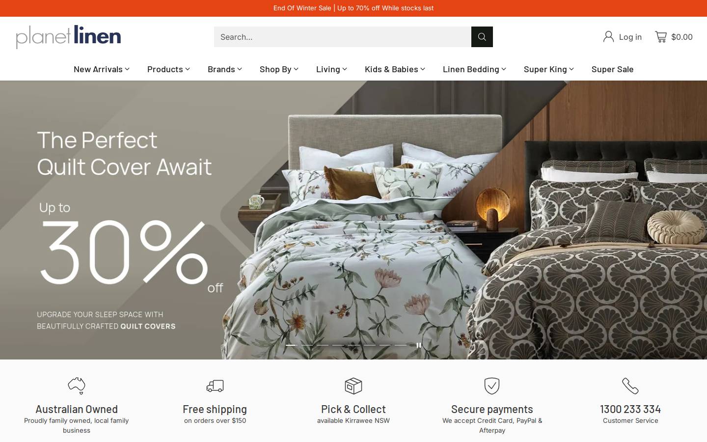 Planetlinen homepage screenshot