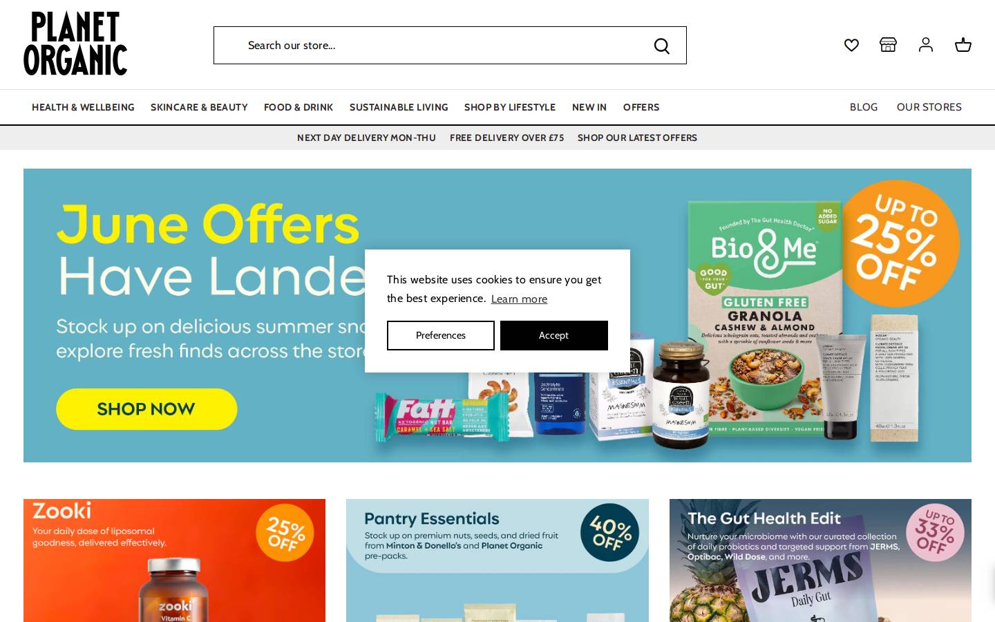 planetorganic.co.uk homepage screenshot