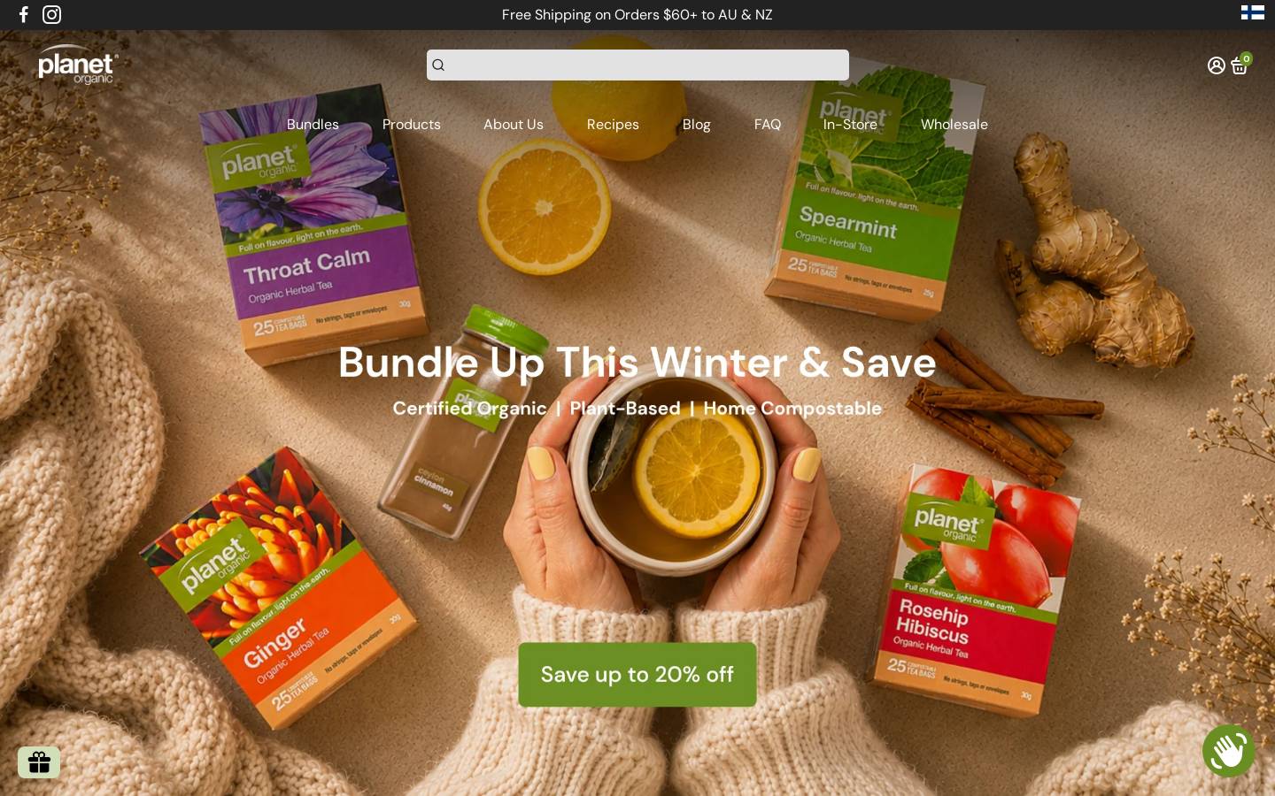 Planet Organic homepage screenshot