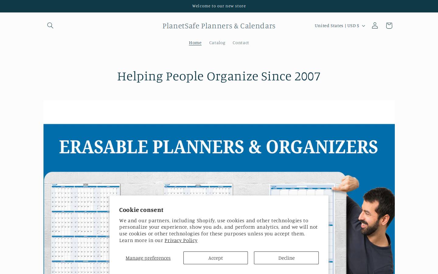 planetsafecalendars.com homepage screenshot